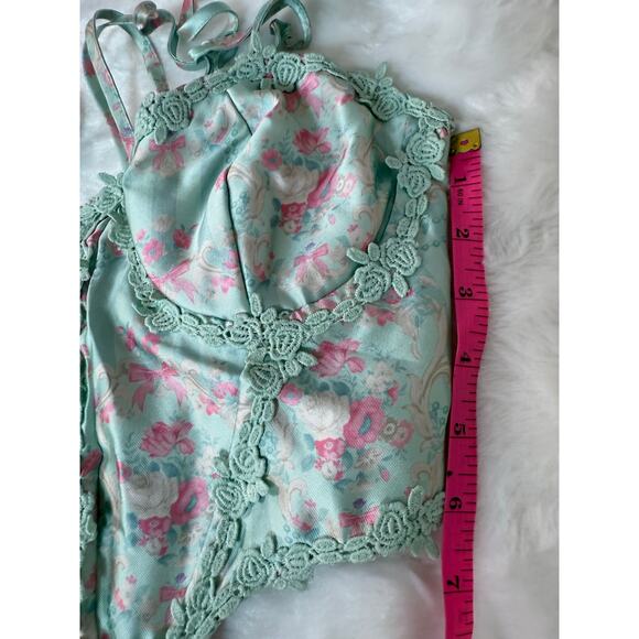 Dolls Kill Sugar Thrillz Scandal Sheet Mint Green Lace Up Corset Bustier Small - Picture 11 of 15